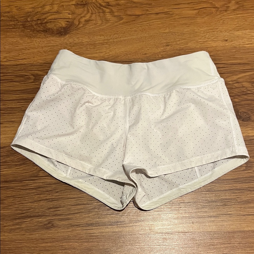 Lululemon Athletica White Perforated Athletic Shorts